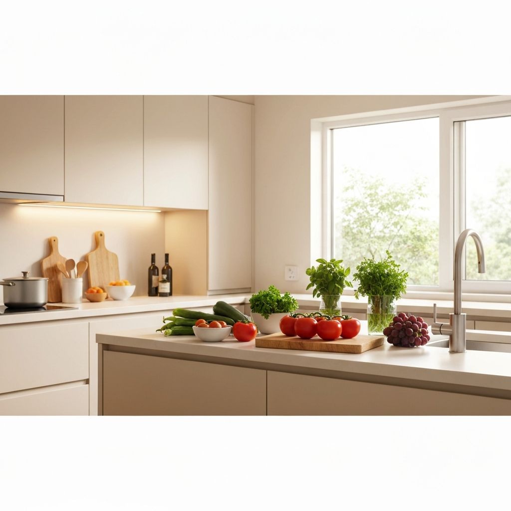 Modern home kitchen with fresh ingredients